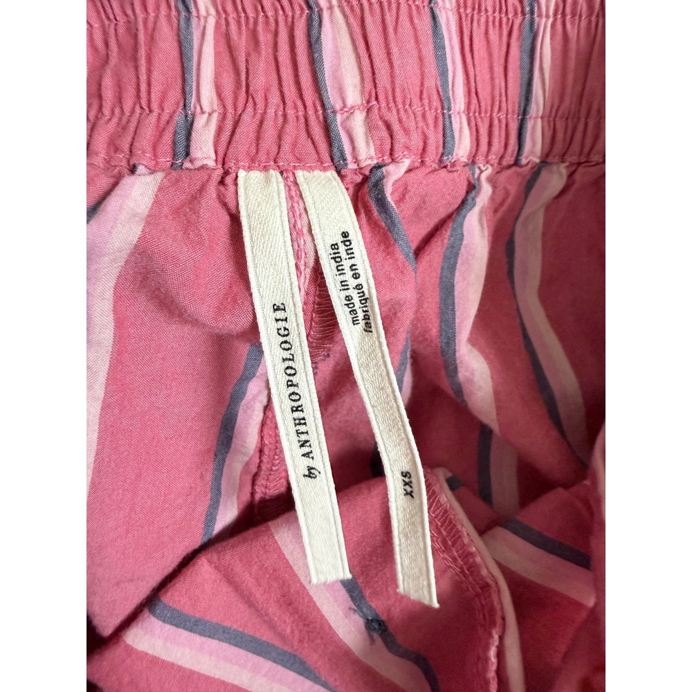 Anthropologie Pink Striped Cotton Boxer Shorts Elastic Waist Casual Bed Wear XXS - Picture 3 of 7